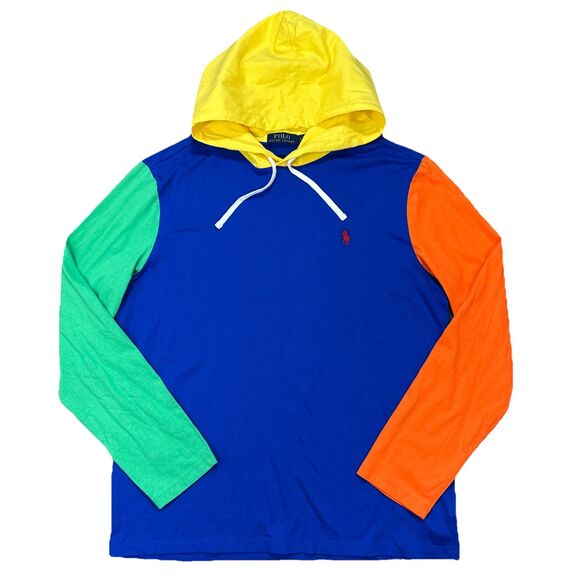 Polo Ralph Lauren Colorblock Lightweight Hoodie Colorful Mens Large - Picture 1 of 5